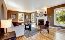 Home living room with windows