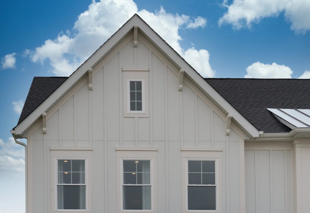 Board and batten siding on house