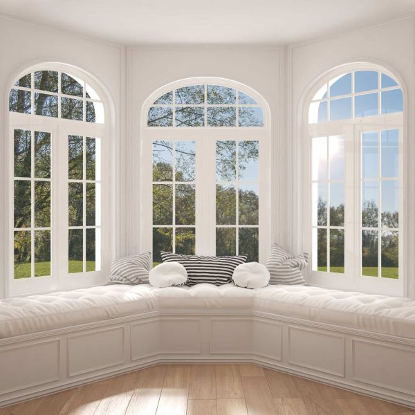 bay window with window seat in home